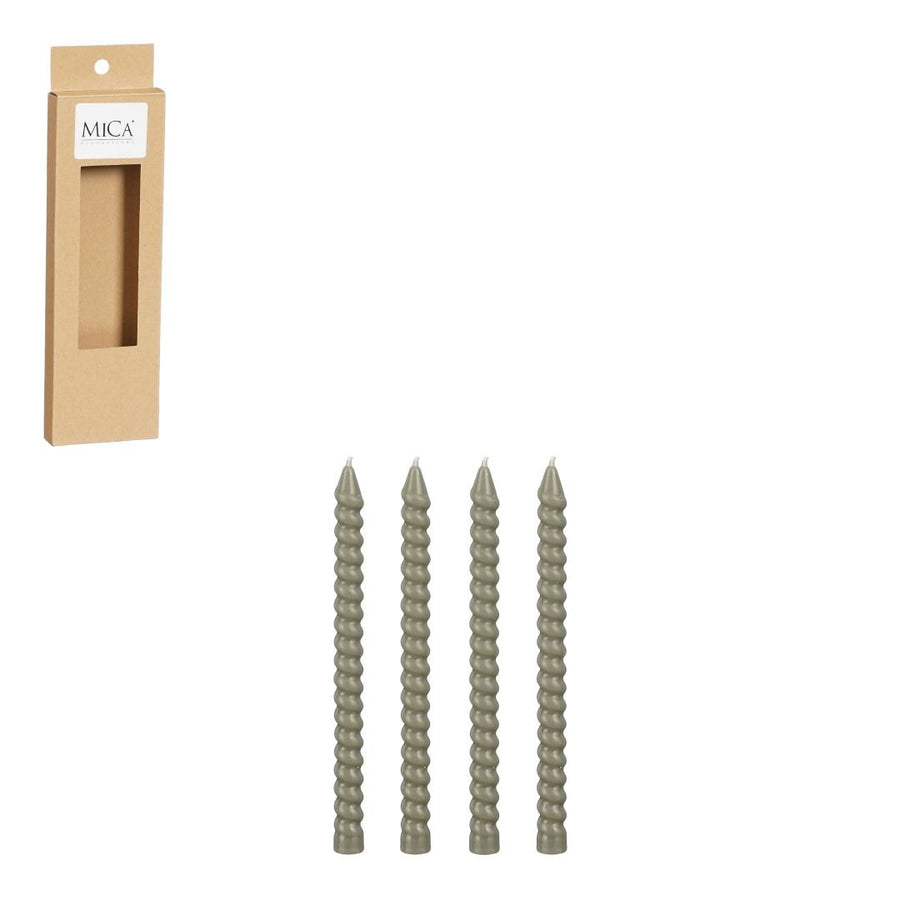 Twist kaars d.groen 4 stuks - h18xd1,4cm