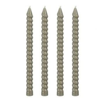 Twist kaars d.groen 4 stuks - h18xd1,4cm