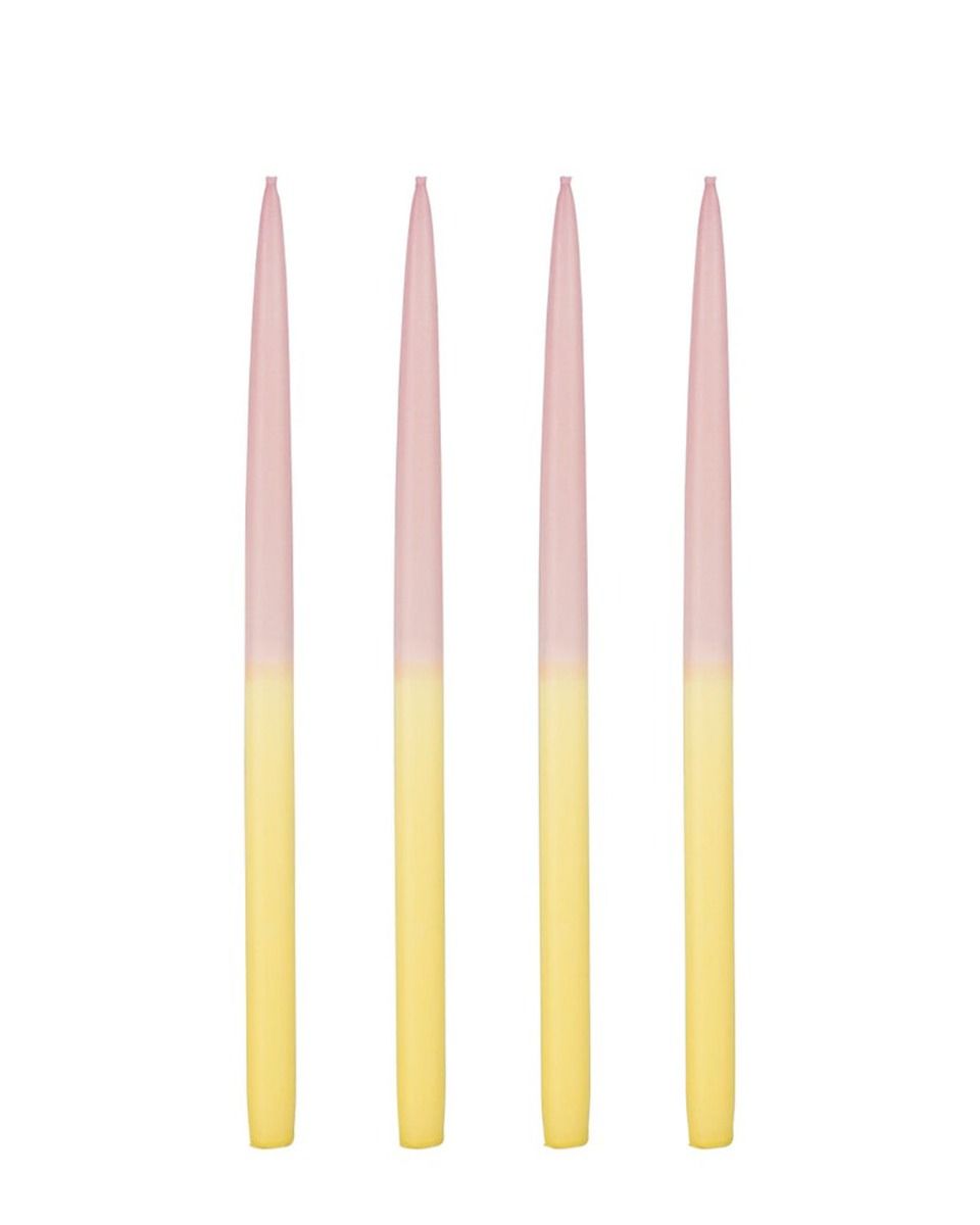 Dip-dye kaars l.geel 4 stuks - h28xd1,4cm