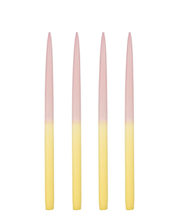 Dip-dye kaars l.geel 4 stuks - h28xd1,4cm
