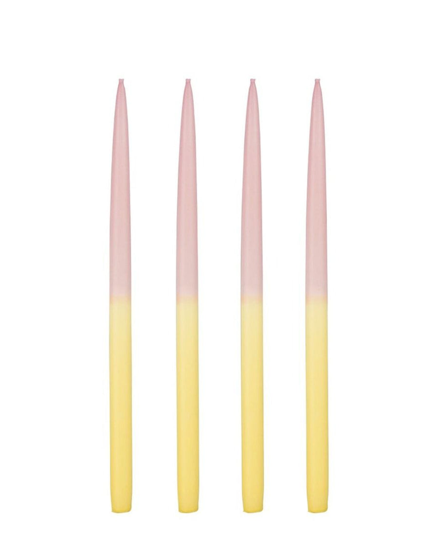 Dip-dye kaars l.geel 4 stuks - h28xd1,4cm