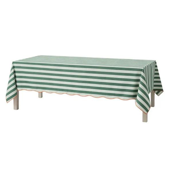 Tafelkleed streep groen - l250xb140cm