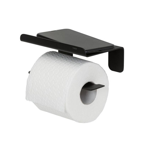 Colar Toiletrolhouder met planchet Zwart