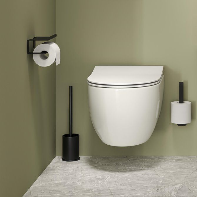 Colar Toiletrolhouder met planchet Zwart