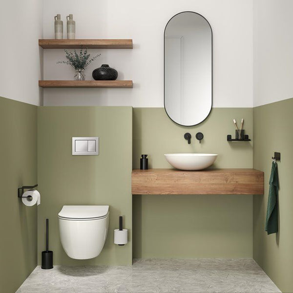 Colar Toiletrolhouder met planchet Zwart