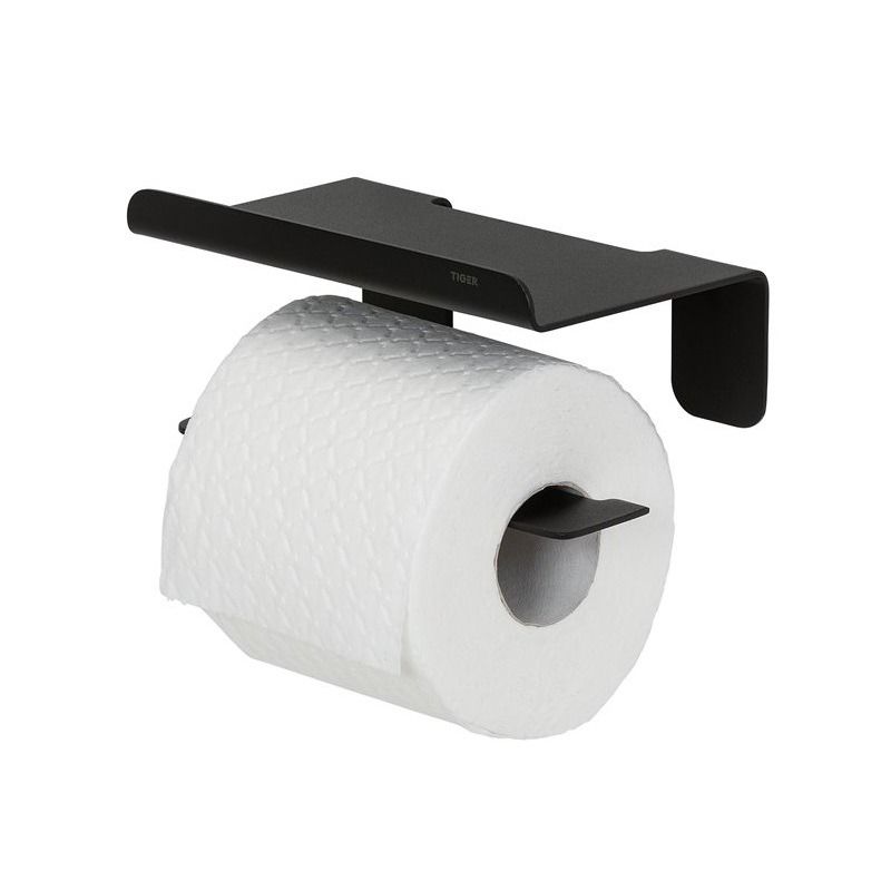 Colar Toiletrolhouder met planchet Zwart
