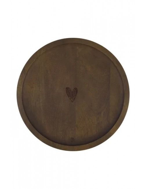 Houten taartplateau hartje donkerbruin