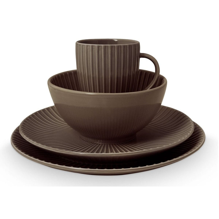 Set/16 Dinnerware Relievo Warm Brown