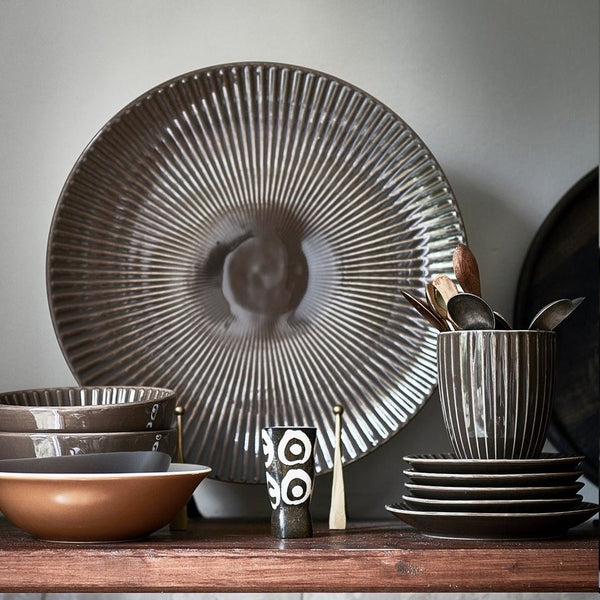 Set/16 Dinnerware Relievo Warm Brown
