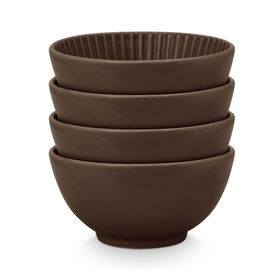 Set/4 Bowls on Foot Relievo Warm Brown 15.5cm