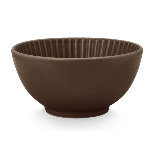 Set/4 Bowls on Foot Relievo Warm Brown 15.5cm