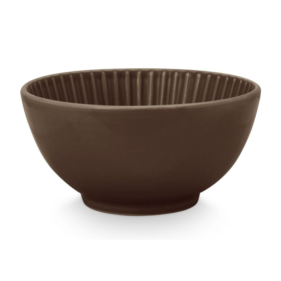 Set/4 Bowls on Foot Relievo Warm Brown 15.5cm