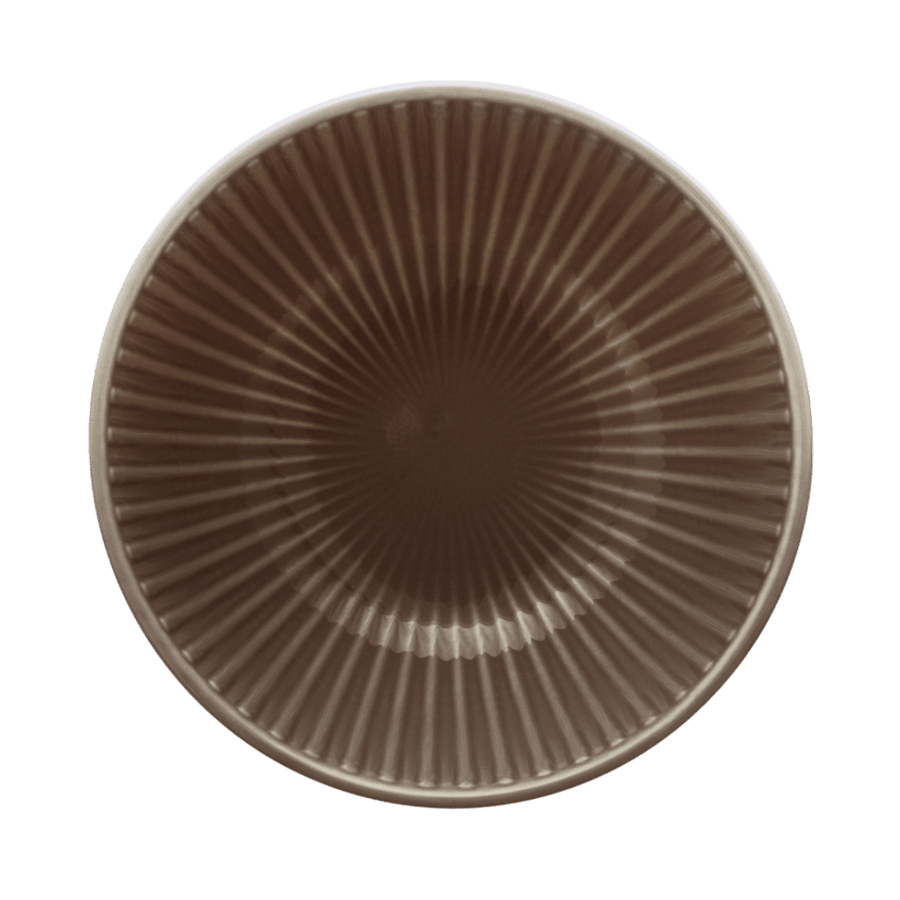 Set/4 Bowls on Foot Relievo Warm Brown 15.5cm