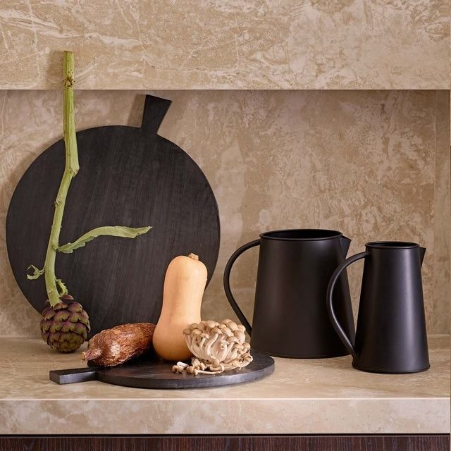 Tray with Handle Round Black 52x45x1.5cm