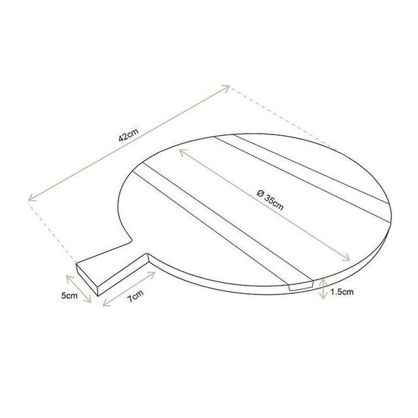 Tray with Handle Round Black 42x35x1.5cm