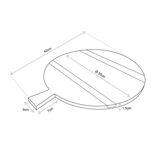 Tray with Handle Round Black 42x35x1.5cm