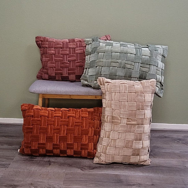 Kussen Velvet square Beige 40x60 cm