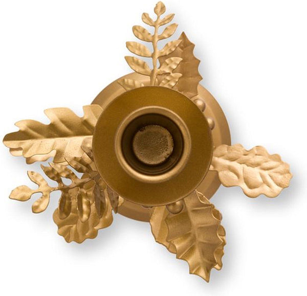 Candle Holder Leaves Gold 21.5cm