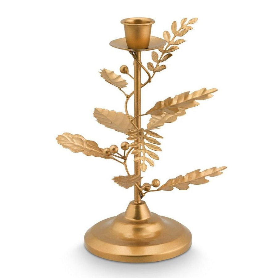 Candle Holder Leaves Gold 21.5cm