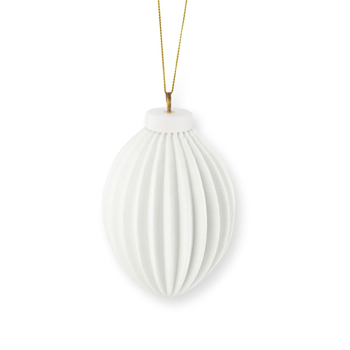 Christmas Ornament Porcelain 3D Print Stripes 7x11cm