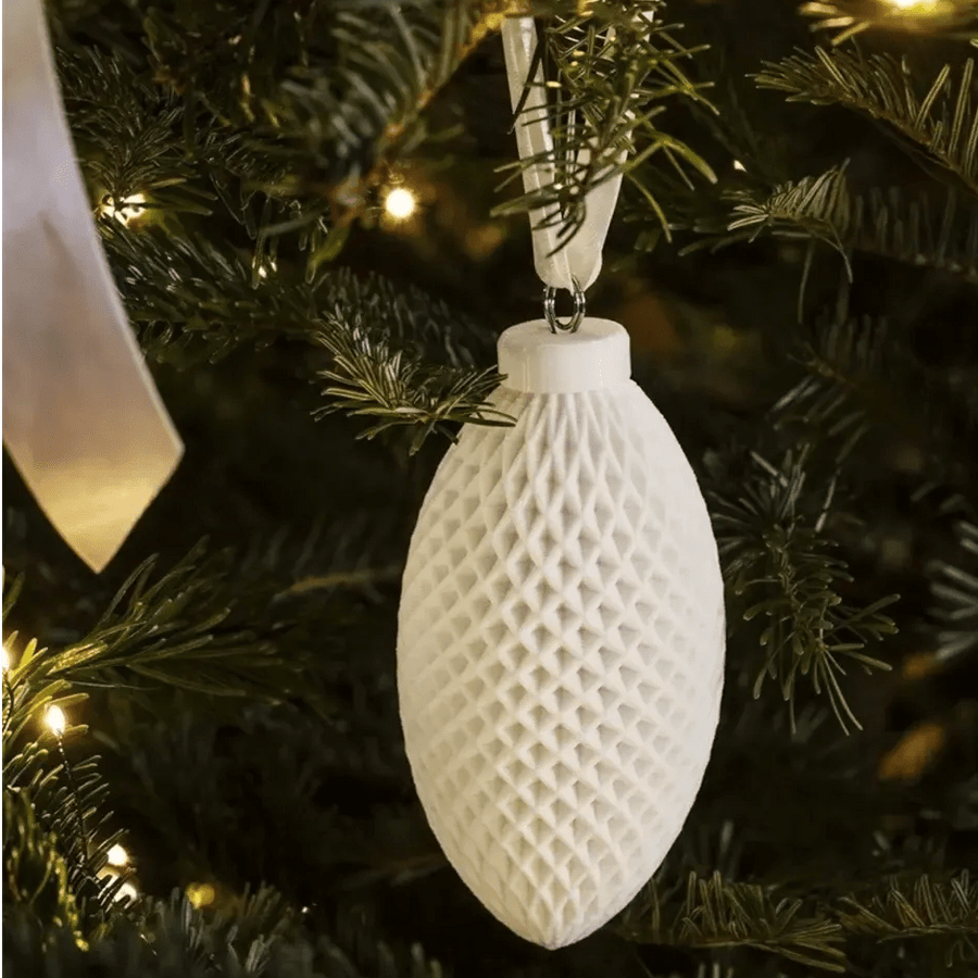 Christmas Ornament Porcelain 3D Print Waffle 6.5x14cm