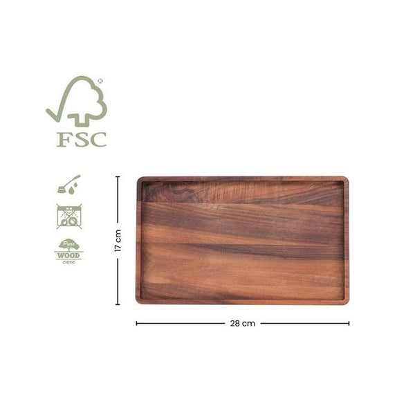 Pure Walnut Wood Serveertray rechthoekig L 28 x 17 cm