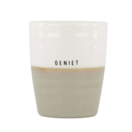 Koffiemok geniet wit/zand