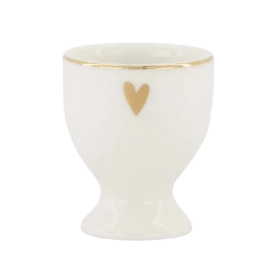 Set van 2 eierdopjes goud hartje wit