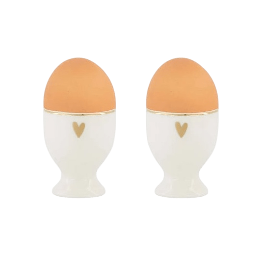 Set van 2 eierdopjes goud hartje wit