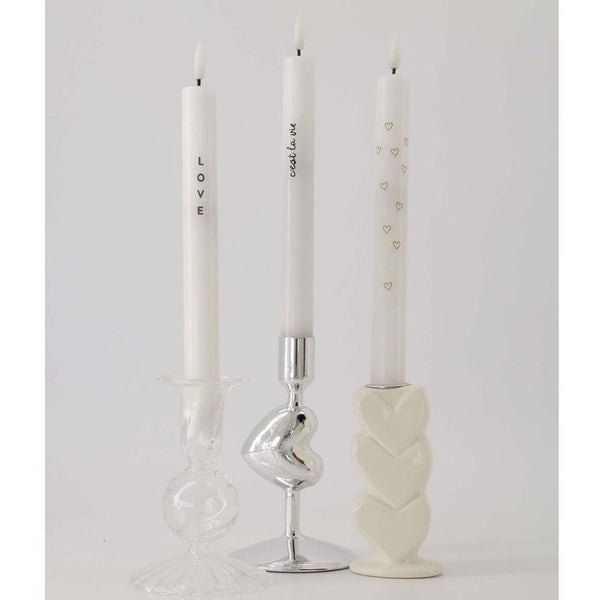 kandelaar glas hartje zilver