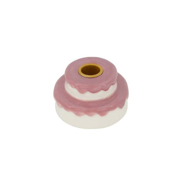 kandelaar keramiek taart wit/roze