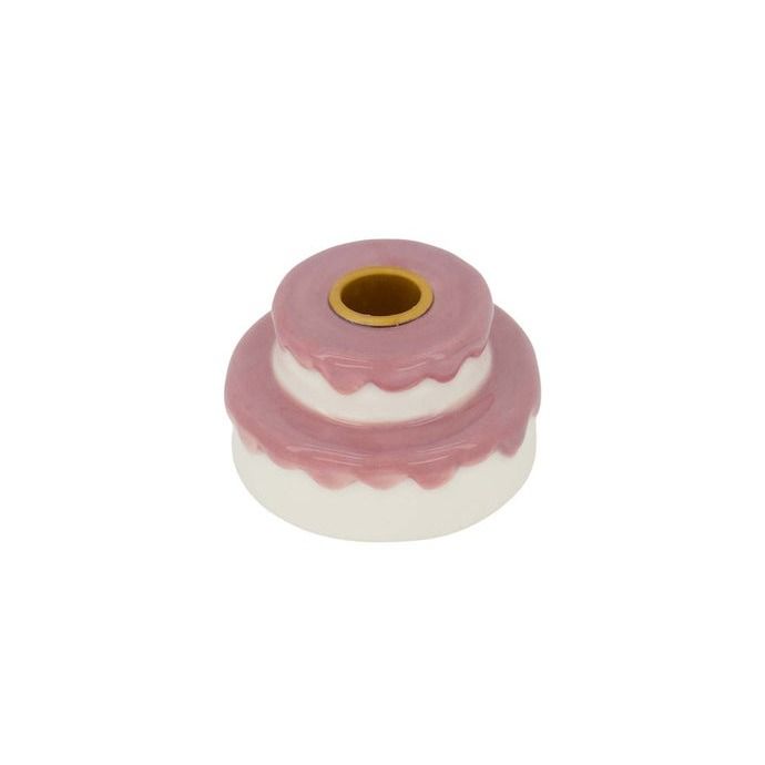 kandelaar keramiek taart wit/roze
