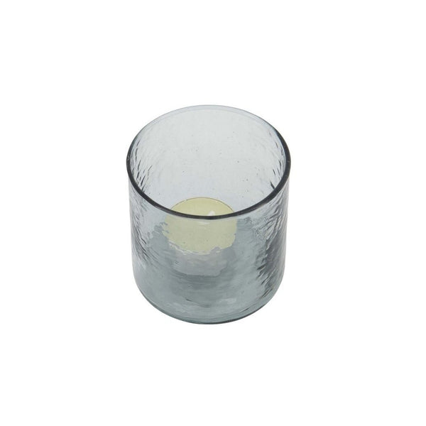 waxinelichthouder hammered glas M grijsblauw