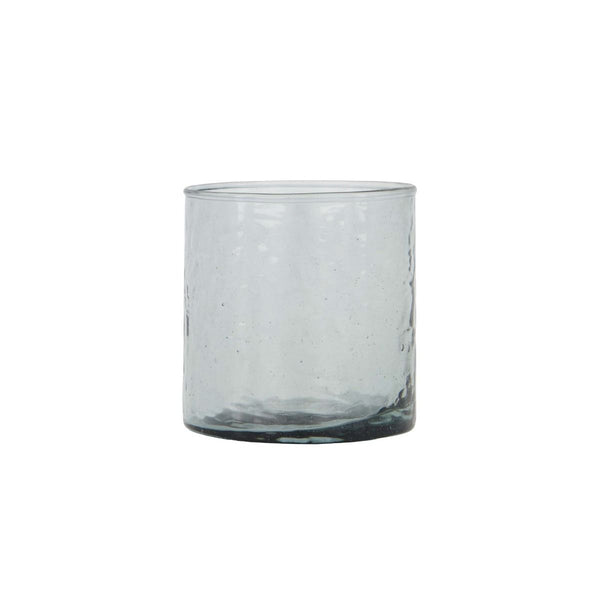 waxinelichthouder hammered glas M grijsblauw