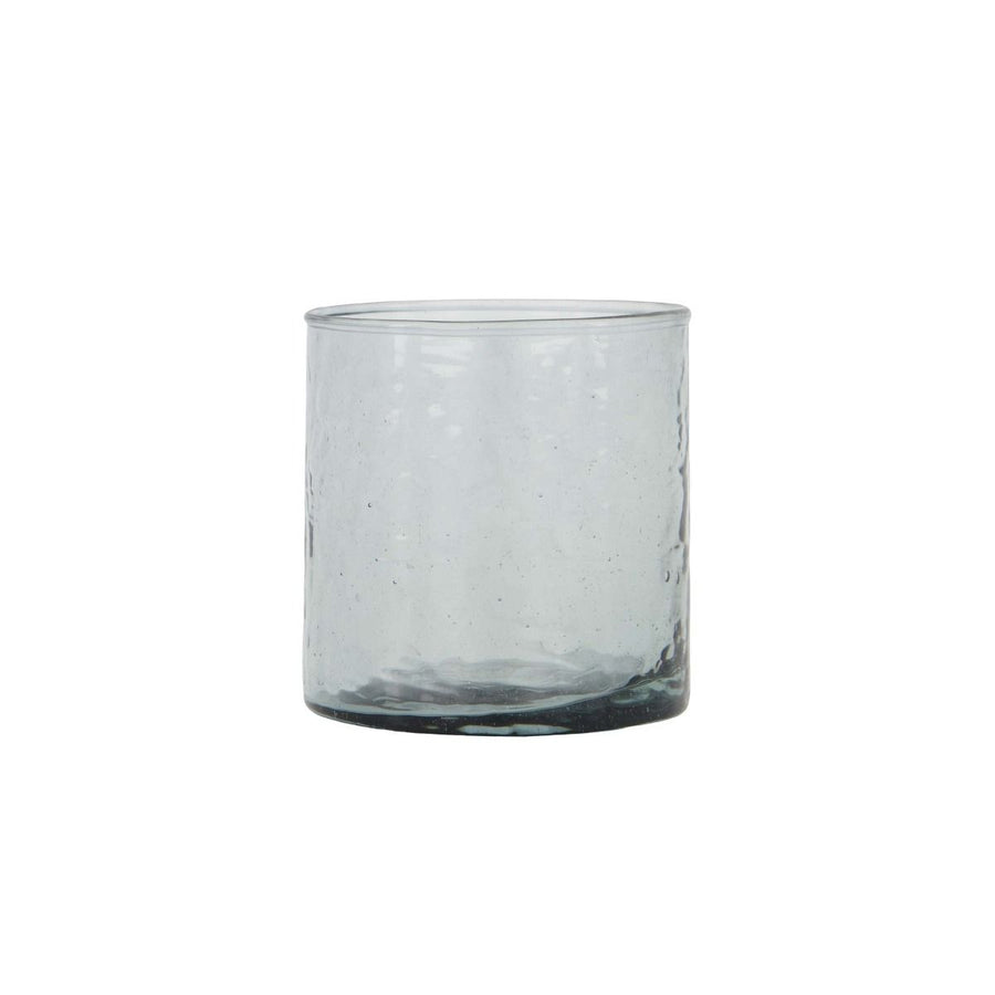 waxinelichthouder hammered glas M grijsblauw