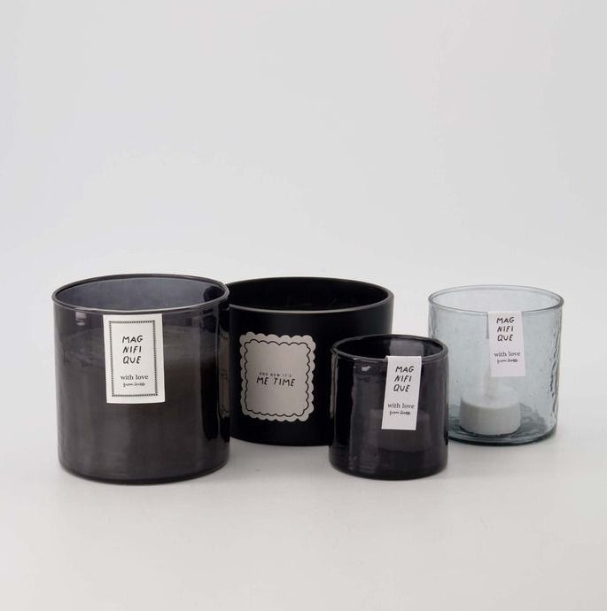 geurkaars hammered glas antracietgrijs