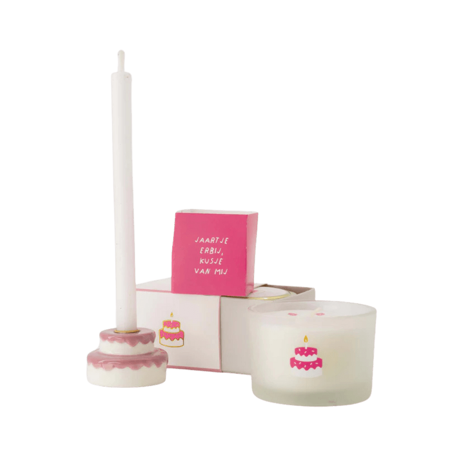 geurkaarsje in wikkel kusje wit/roze