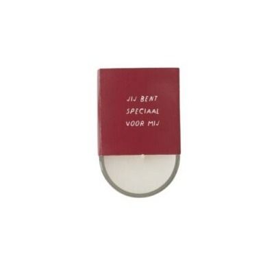 geurkaarsje in wikkel hartjes wit/rood