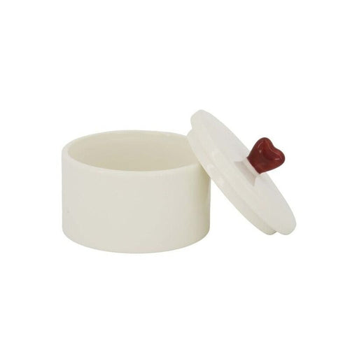 bewaarpot keramiek hartje wit/rood