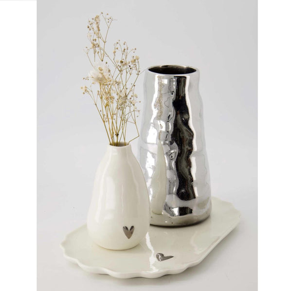 stylingbord keramiek hartje wit/zilver
