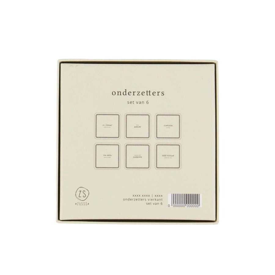 set van 6 onderzetters zand/antracietgrijs