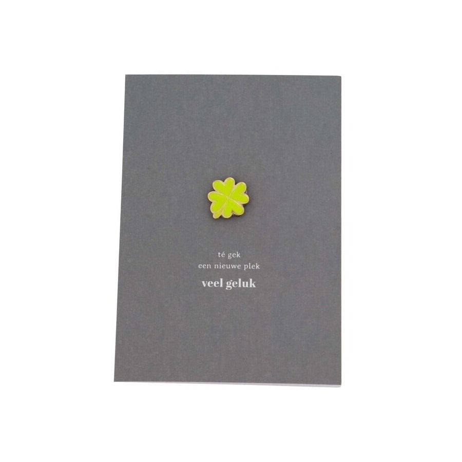 wenskaart magneet klavertje groen/geel