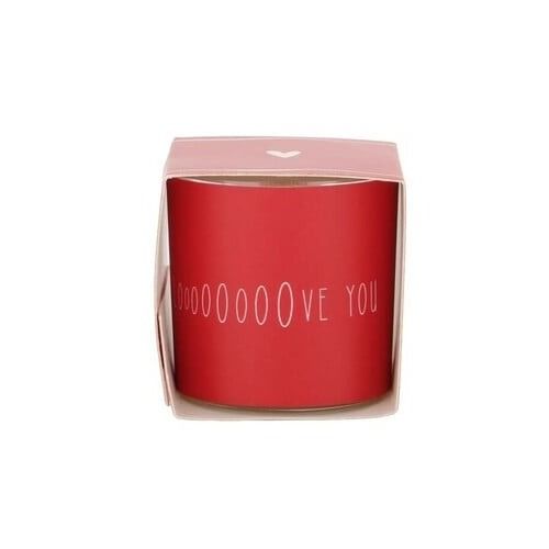 Geurkaarsje in wikkel i love you wit/rood