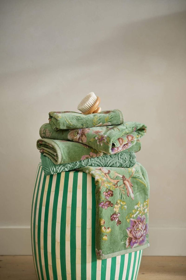 Pip Studio Secret Garden Handdoek - 55x100 cm - Set van 3 - Groen