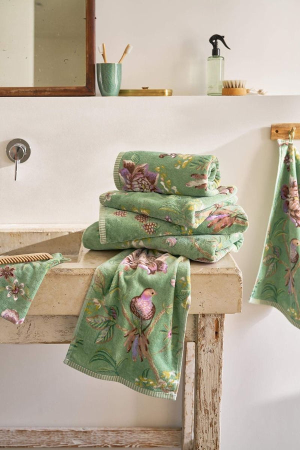 Pip Studio Secret Garden Handdoek - 55x100 cm - Set van 3 - Groen