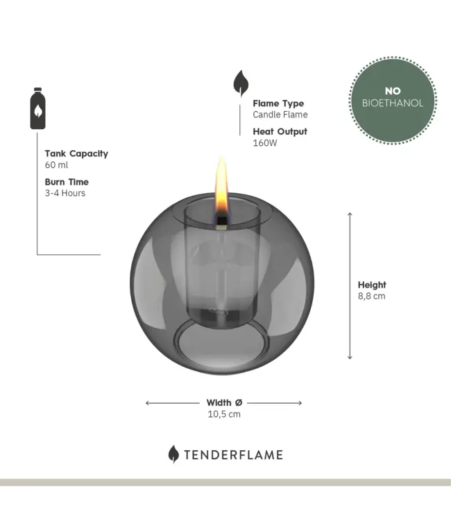 Tafelvuur Globus Candle 10 amber