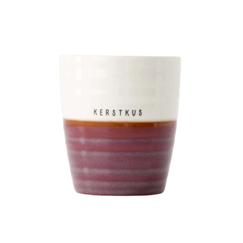 koffiemok kerstkus wit/donkerrood