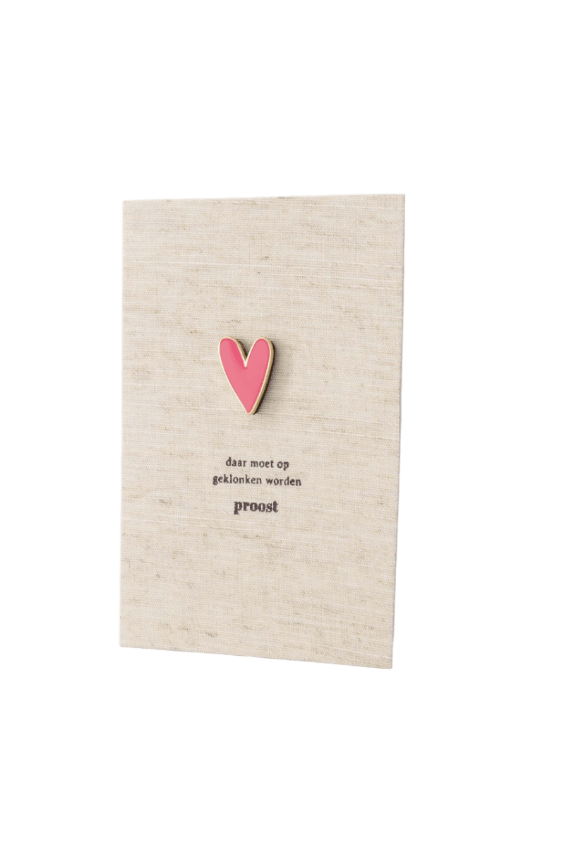 wenskaart magneet hartje linnen/roze