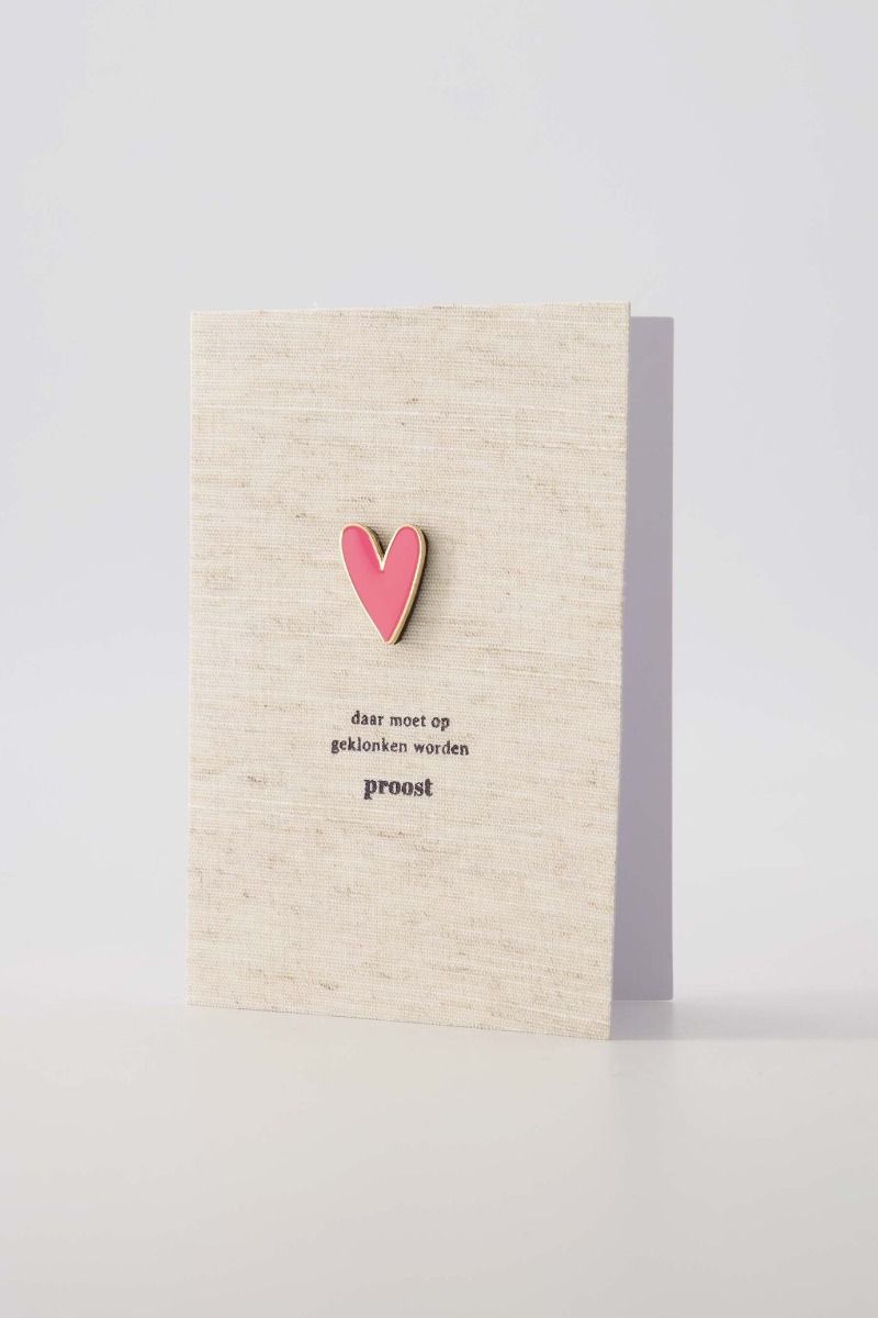 wenskaart magneet hartje linnen/roze