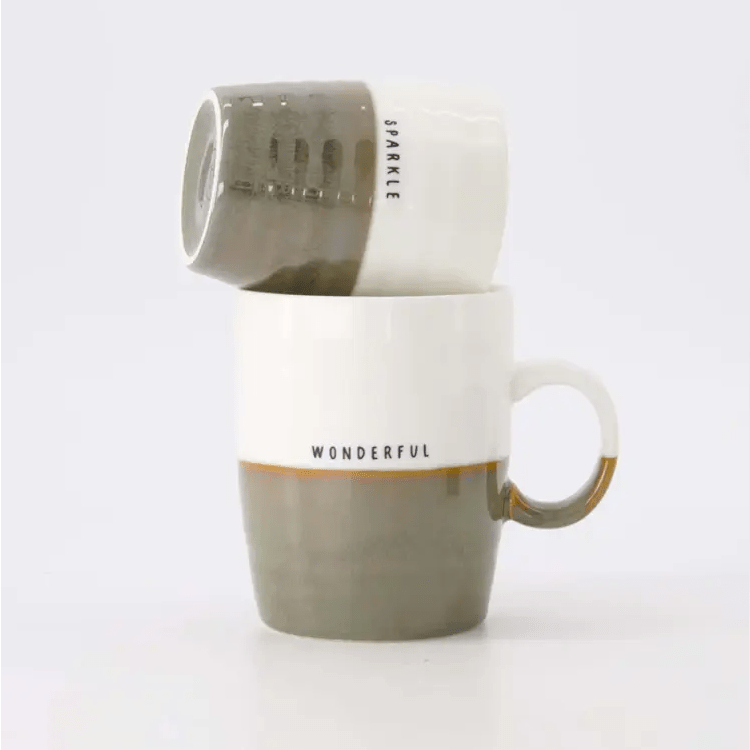 koffiemok sparkle wit/donkergroen